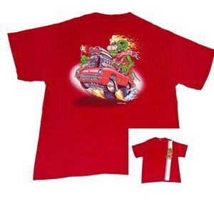 Vintage 1998 Rat Fink Ed Roth T-shirt Red Hot Rod 90s